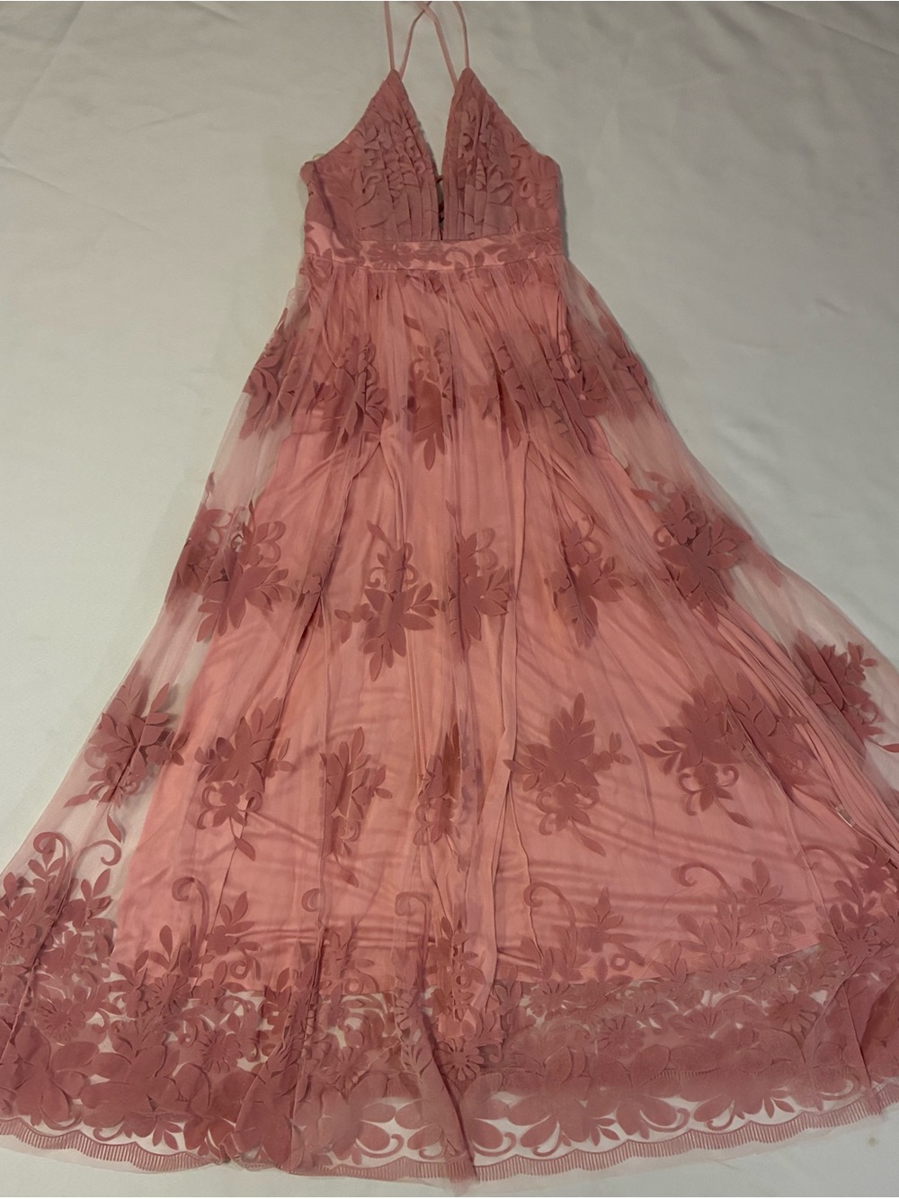 Mauve Floral Mesh Maternity Maxi Dress NWT
